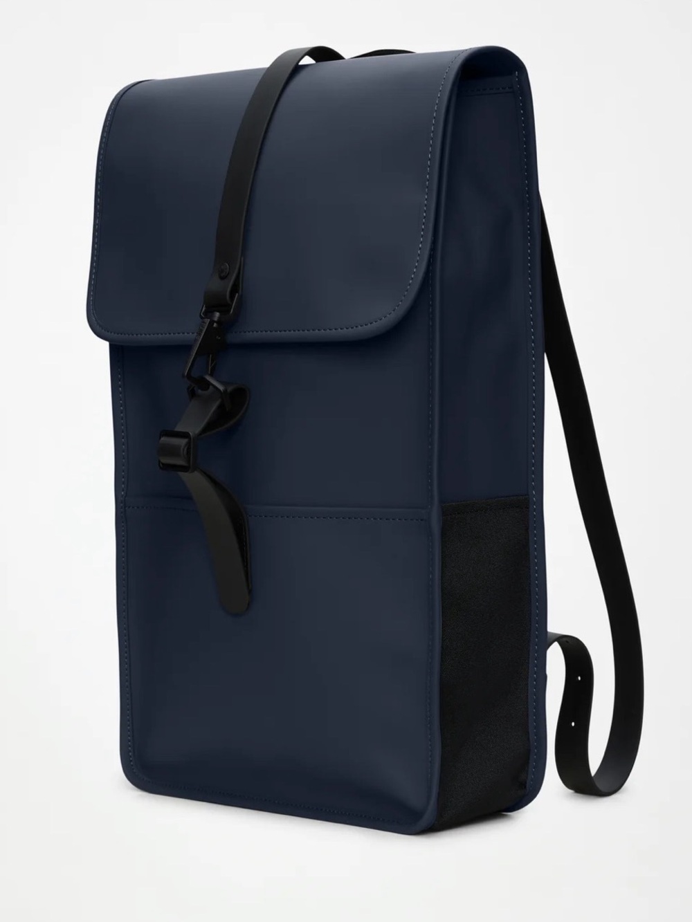 Rains Navy Blue Roll-Top Backpack with Black Straps